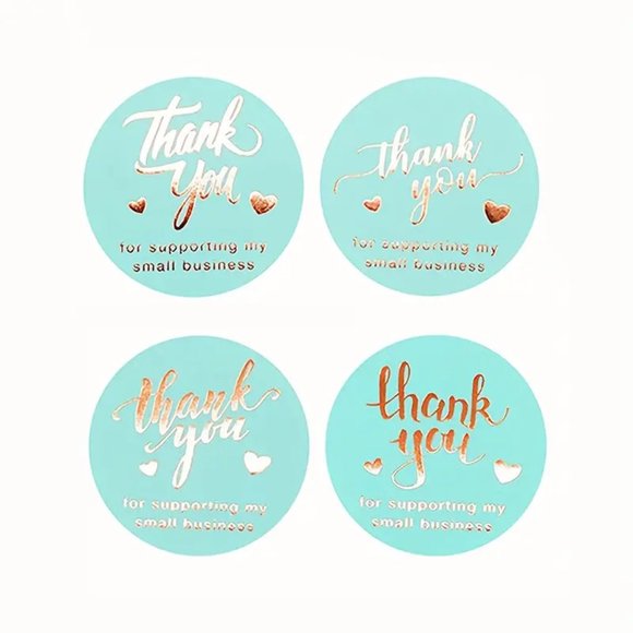 NEW 500 Stickers Thank You For Supporting My Small Business Stickers - Blue - Picture 3 of 5